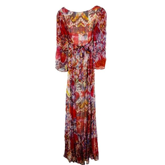 Lucky Brand red purple floral chiffon boho maxi dress small - Picture 2 of 7